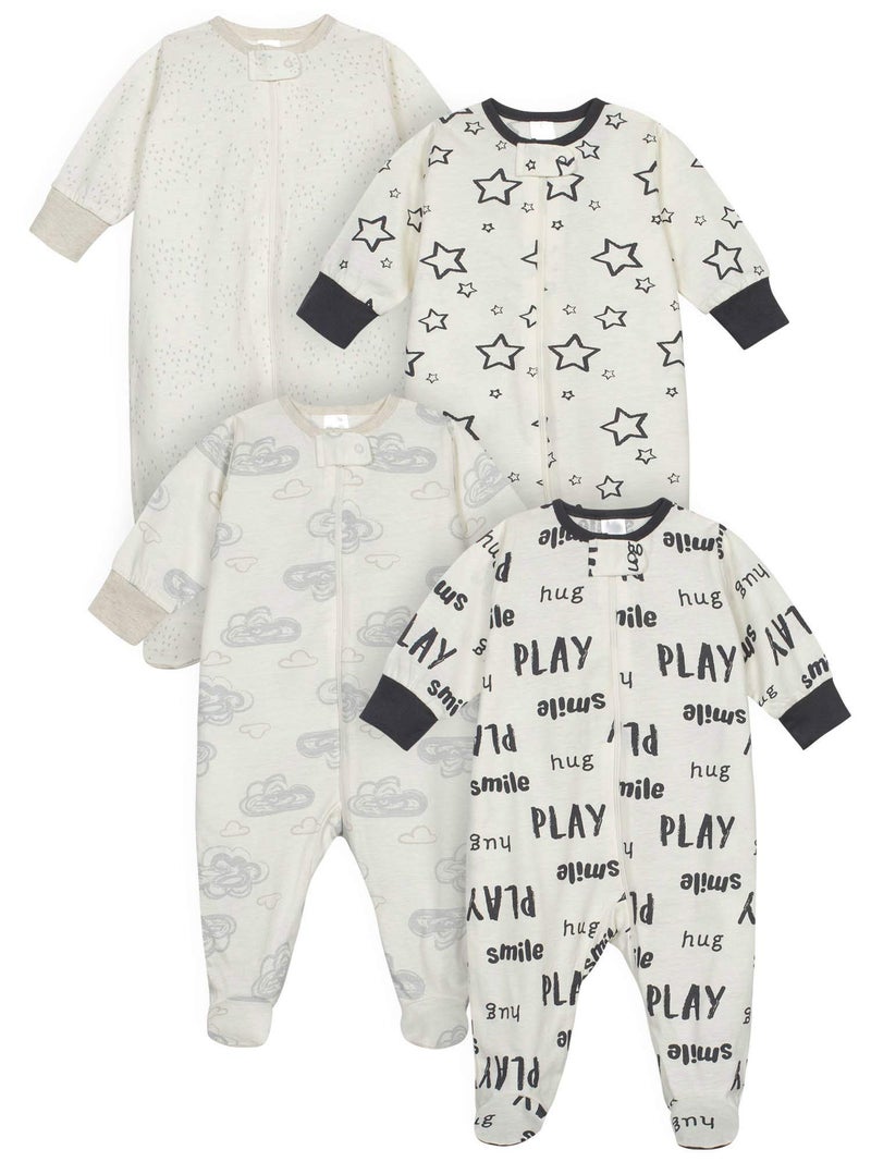 Onesies Brand unisex baby 4-pack 'N Play and Toddler Sleepers, Grey Neutral, Newborn US - Image 1